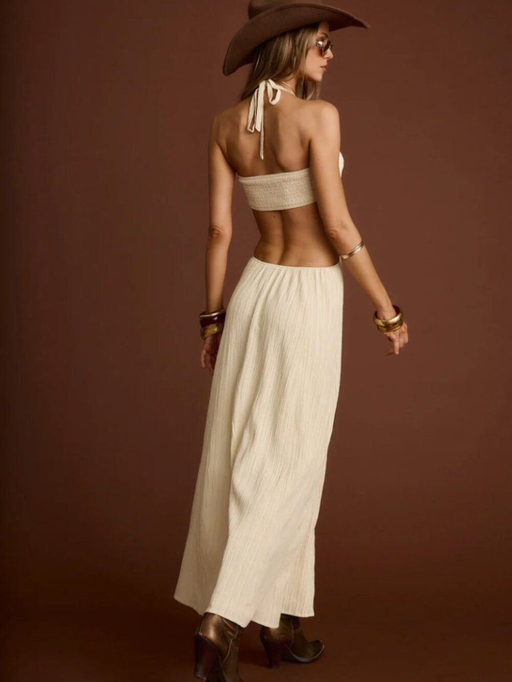 Bella Donna Cream Braided Maxi Dress - 12th Tribe - Picture 2 of 4